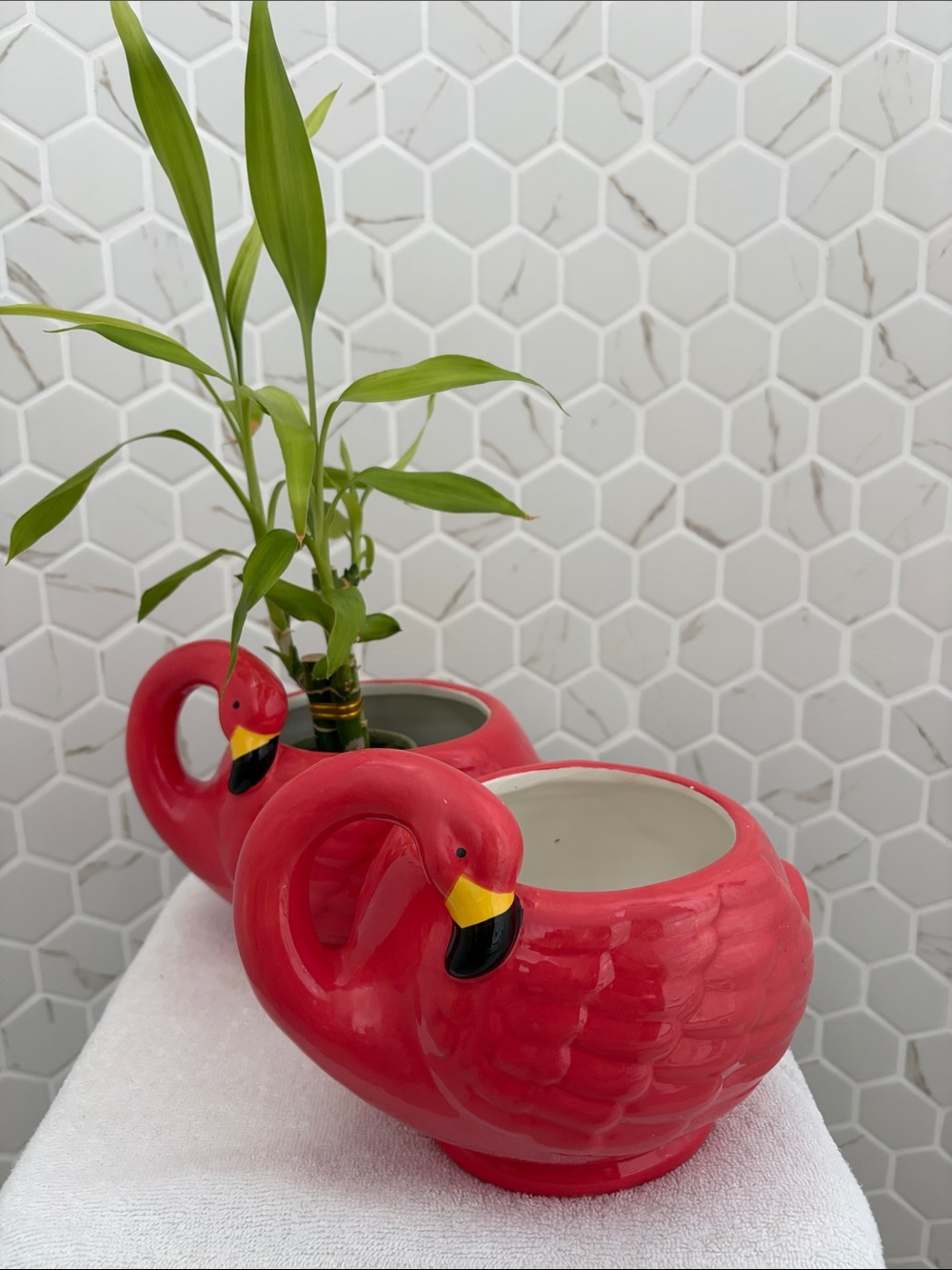 Bright Pink Ceramic Flamingo Vase - Decorative Planter